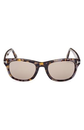 Tom Ford Kendel 54mm Square Sunglasses in Grey Havana /Roviex Mirror at Nordstrom