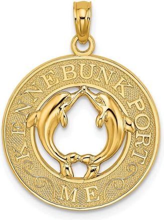 Diamond2Deal 14k Yellow Gold KENNEBUNKPORT ME Dolphins Charm Pendant