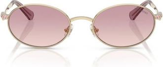 Swarovski 53mm Oval Sunglasses in Pale Gold /Brown Violet at Nordstrom