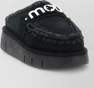 Mou lamb leather bounce clog slippers