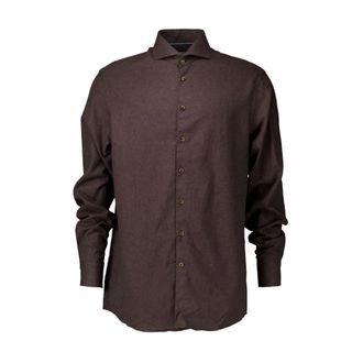 John Miller Lange Mouw Donkerbruin Overhemd - Heren - Casual Overhemden - Bruin - 3XL - Overhemden
