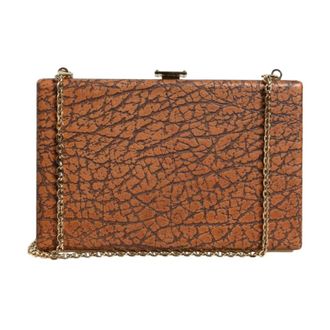 Dolce & Gabbana Tassen, Dames, Bruin, ONE Size, Leer, Leren Frame Clutch Mini Schoudertas