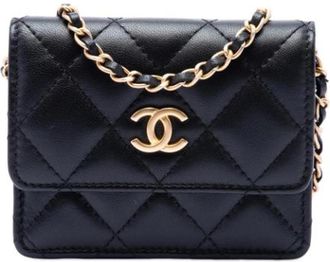 Chanel Pre-owned Quilted Lambskin Crossbody - Dames - Vintage Schoudertas - Zwart - ONE Size - Leer - Vintage