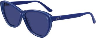Karl Lagerfeld Blauwe Acetaat Zonnebril - Dames - Zonnebrillen - Blauw - ONE Size - Accessoires