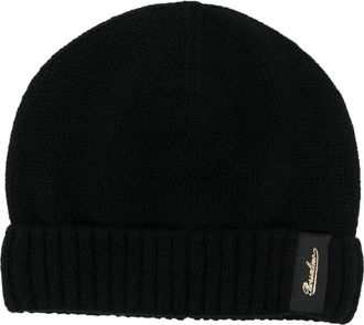 Borsalino Zwarte Kasjmier Geribbelde Gebreide Muts - Dames - Hoeden - Zwart - ONE Size - Kasjmier - Accessoires