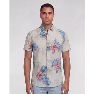 Lords of Harlech Exotic Floral Mens Knit Shirt in Exotic Floral Neutral at Nordstrom, Size Xx-Large