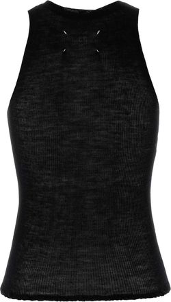 Maison Margiela Womens Tank Top Black Wool Sweater