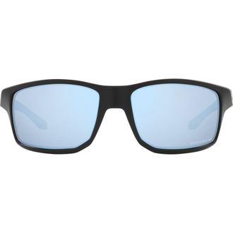 Oakley 61mm Polarized Rectangle Sunglasses in Matte Black/Prizm Deep Water at Nordstrom