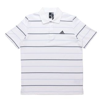 adidas Striped Sports Casual Short Sleeve Polo Shirt White GP1000