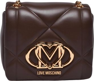 Love Moschino Logo Plaque Schoudertas - Dames - Schoudertassen - Bruin - ONE Size - Tassen