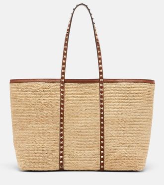 Valentino Garavani Rockstud Large raffia tote bag