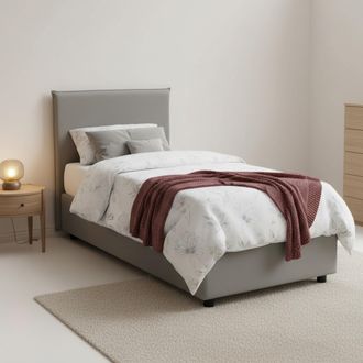 Dmora Dmora - Cama Individual Dbacchi, Cama Contenedor Con Revestimiento De Tela, 100% Made In Italy, Apertura Frontal, Adecuado Para Colch&oacute;n Cm 80x200, Gri