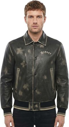 Diesel Black Logo Leather Jacket