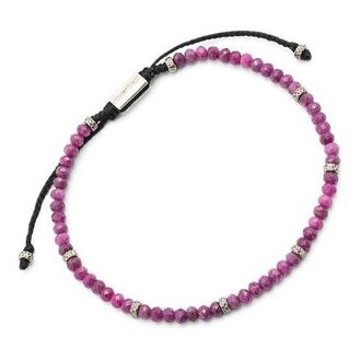 Jan Leslie Faceted Gemstone Bracelet With Black Pull Cord in Ruby at Nordstrom