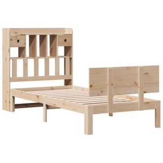 Berkfield Home Decorative Bookcase Bed without Mattress 90x200cm Solid Wood Pine in Tan | Size: 90x200 cm