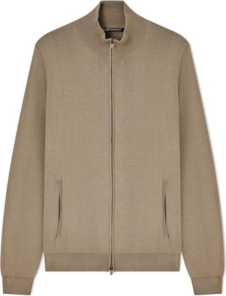 Emporio Armani Cotton Full-Zip Cardigan - Heren - Vesten met rits - Beige - L - Katoen - Hoodies & sweatvesten