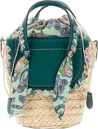 Cuba Lab Woven Raffia Bucket Bag with Leather Inserts