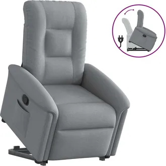vidaXL Poltrona Alzapersona Reclinabile Grigio Chiaro In Tessuto - Vidaxl
