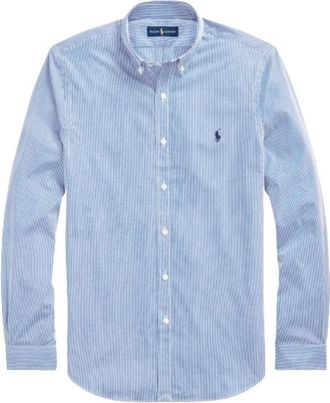 Polo Ralph Lauren Slim gestreept poplin overhemd - Heren - Casual Overhemden - Blauw - 2XL - Katoen - Overhemden