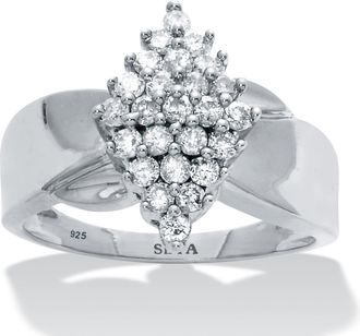 Palm Beach Jewelry 50 TCW Diamond Sterling Silver Cluster Ring