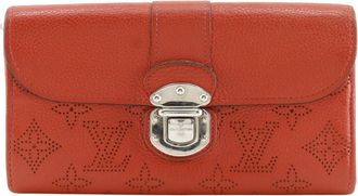 Louis Vuitton Red Color Monogram Mahina Leather Long Wallet (Bi-Fold) (Pre-Owned)