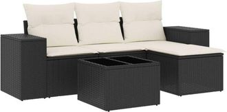 vidaXL Set De Muebles De Jard&iacute;n 5 Pzas Y Cojines Rat&aacute;n Sint&eacute;tico Negro Vidaxl