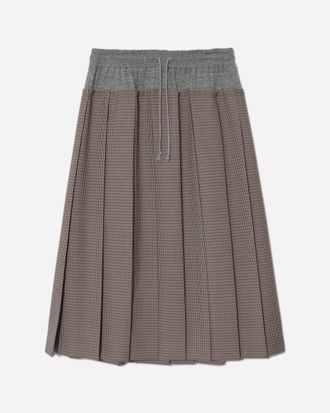 Undercover Women s Wool Pleated Skirt Brown Check