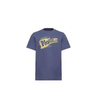 Moncler Moncler Sketch Logo Cotton T-shirt, Men, Blue, Size: 3xl