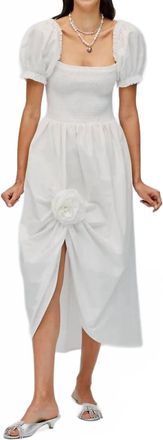 Sleeper Belle Cotton Dress With Rose In White