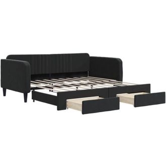 vidaXL Sof&aacute; Cama Nido Con Cajones Terciopelo Negro 90x190 Cm Vidaxl