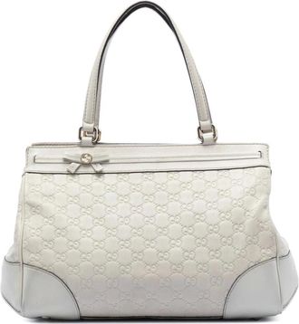 Gucci Pre-owned Handbags, female, White, Size: ONE SIZE Pre-owned Leather Tote Bag