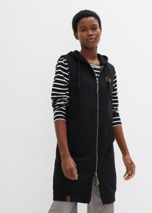 Bonprix Sweatweste BONPRIX, Damen, Gr. 52/54 (XXL), schwarz, Obermaterial: 60% Baumwolle, 40% Polyester, l&auml;ssig geschnitten, Westen Sweatweste, aus Baumwolle 