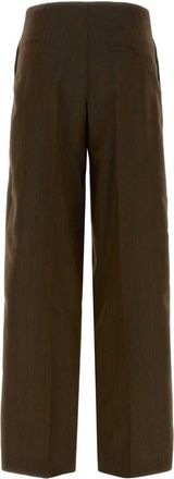 Alberta Ferretti Mud Twill Wide-Leg Trousers - Brown