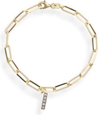 Meshmerise Diamond Initial Charm Bracelet in Yellow-I at Nordstrom Rack