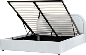 Beliani Cama matrimonial de tejido azul 160x200