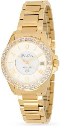 Bulova Marine Star Diamond Bracelet Watch, 32mm in Gold at Nordstrom Rack