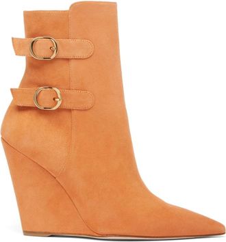 Stuart Weitzman Western-ge&iuml;nspireerde Saloon 100 Wedge Boot - Dames - Sleehakken - Bruin - 37 1/2 EU - Su&egrave;de - Schoenen
