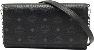 MCM Pre-owned Cross Body Bags, female, Black, Size: ONE SIZE Pre-owned Coated Canvas Wallet