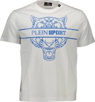 Plein Sport Short Sleeve T-Shirt - Heren - Sportshirts - Wit - S - Katoen - Fitness