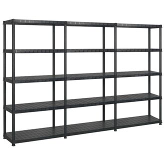 vidaXL Estanter&iacute;a Almacenaje 5 Niveles Pl&aacute;stico Negro 274,5x45,7x185cm Vidaxl
