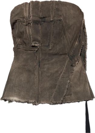 Rick Owens Off-the-shoulder Top met Decoratieve Band - Dames - Tops zonder mouwen - Bruin - S - Katoen - Tops