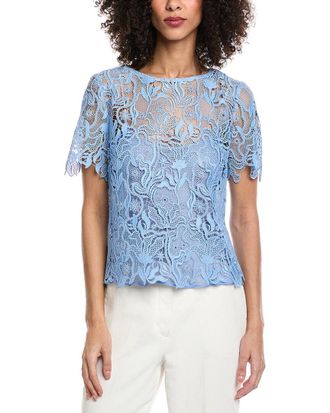 Oscar De La Renta Bellflower Silk-Lined Top