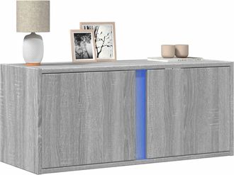 vidaXL Vidaxl - Mobile Tv A Parete Con Luci Led Grigio Sonoma 80x31x35 Cm