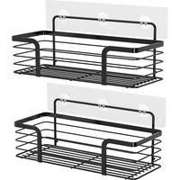OEM Toallero De Ducha, Cesta Para Ducha, Cesta Para Ba&ntilde;o/aseo De Acero Inoxidable, No Requiere Taladrar - Juego De 2 (negro) - Crezuo