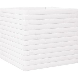 vidaXL Jardinera De Madera Maciza De Pino Blanca 50x50x46 Cm Vidaxl