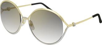 Cartier Trinity Grey Round Ladies Sunglasses CT0226S 001 59