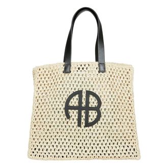 Anine Bing Tote Bags, female, Beige, Size: ONE SIZE Beige Sand Woven Tote Bag