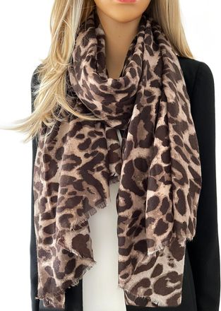 The Accessory Co. Women Cotton Leopard Print Scarf - Striped Scarf Spots Polka Dot Spots and Dots, Horse, Leopard Print Gifts, Ladies Scarves Animal Pashmina Shawl, Lon