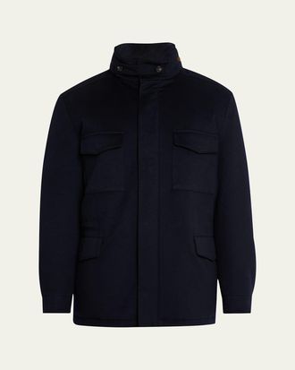 Loro Piana Mens Traveller Water-Resistant Cashmere Field Jacket