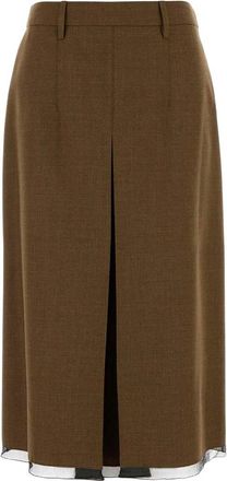 Prada Dark Brown Solid Midi Skirt